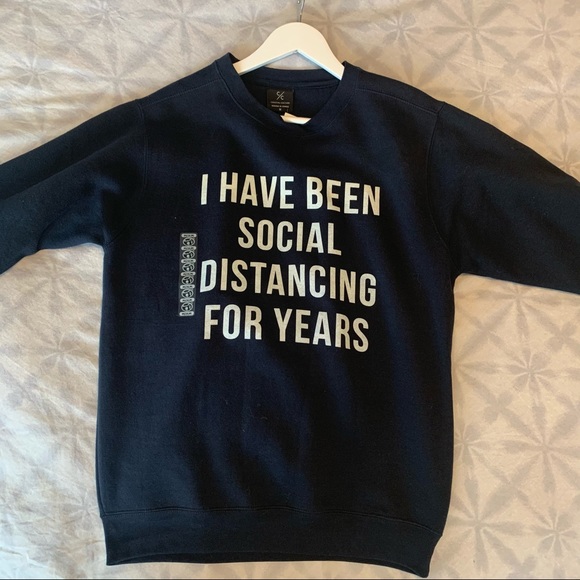 Costal Culture Tops - SOCIAL DISTANCING | NAVY GRAPHIC CREW SWEATSHIRT